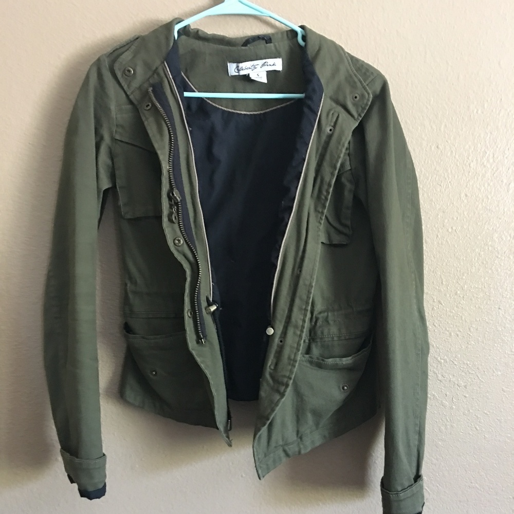 Celebrity Pink Olive Green Army Jacket
